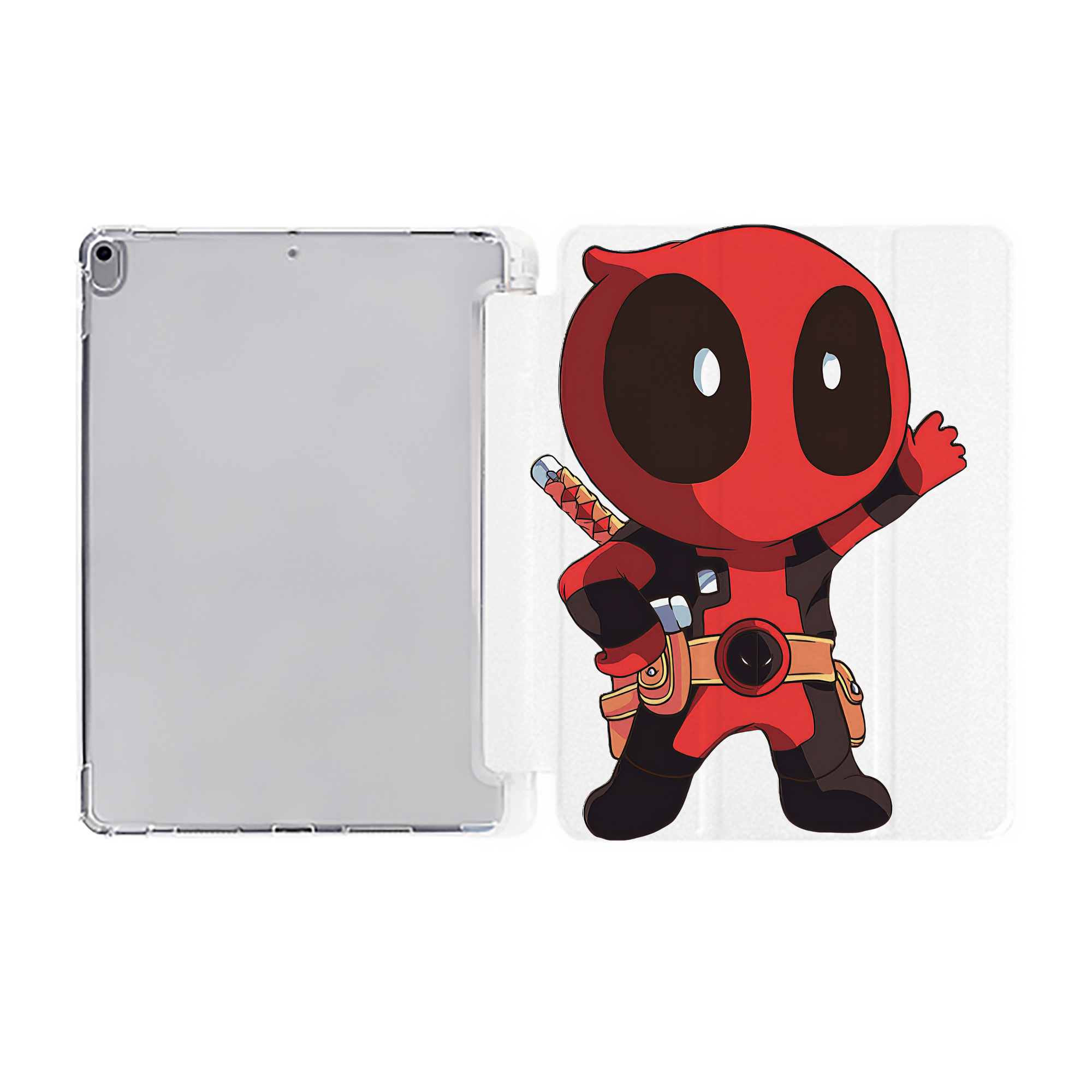 （画像用） Deadpool デッドプール IPad ケース ペン収納付き 三つ折りスタンド PUレザー×シリコン 対応機種9.5/10.5/10.9インチ